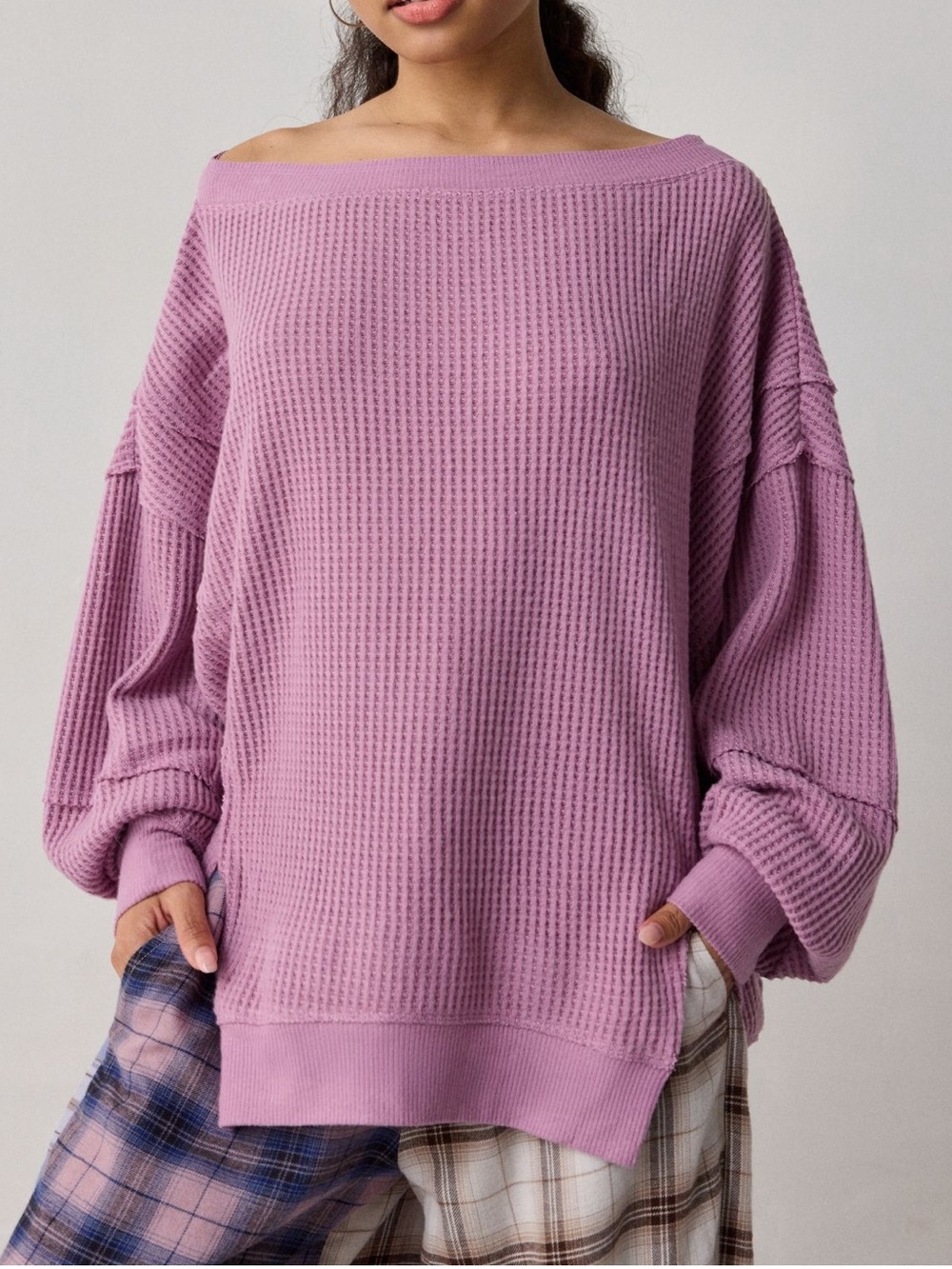 URBAN OUTFITTERS OUT FROM UNDER HOMEBODY WAFFLE KNIT OVERSIZE TOP SZ XXS/XS NWOT